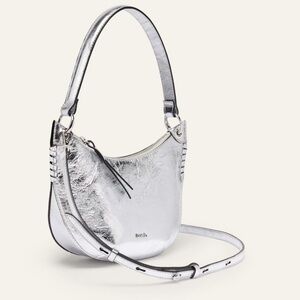 ba&sh Swing Metallic Silver Shoulder Bag Leather